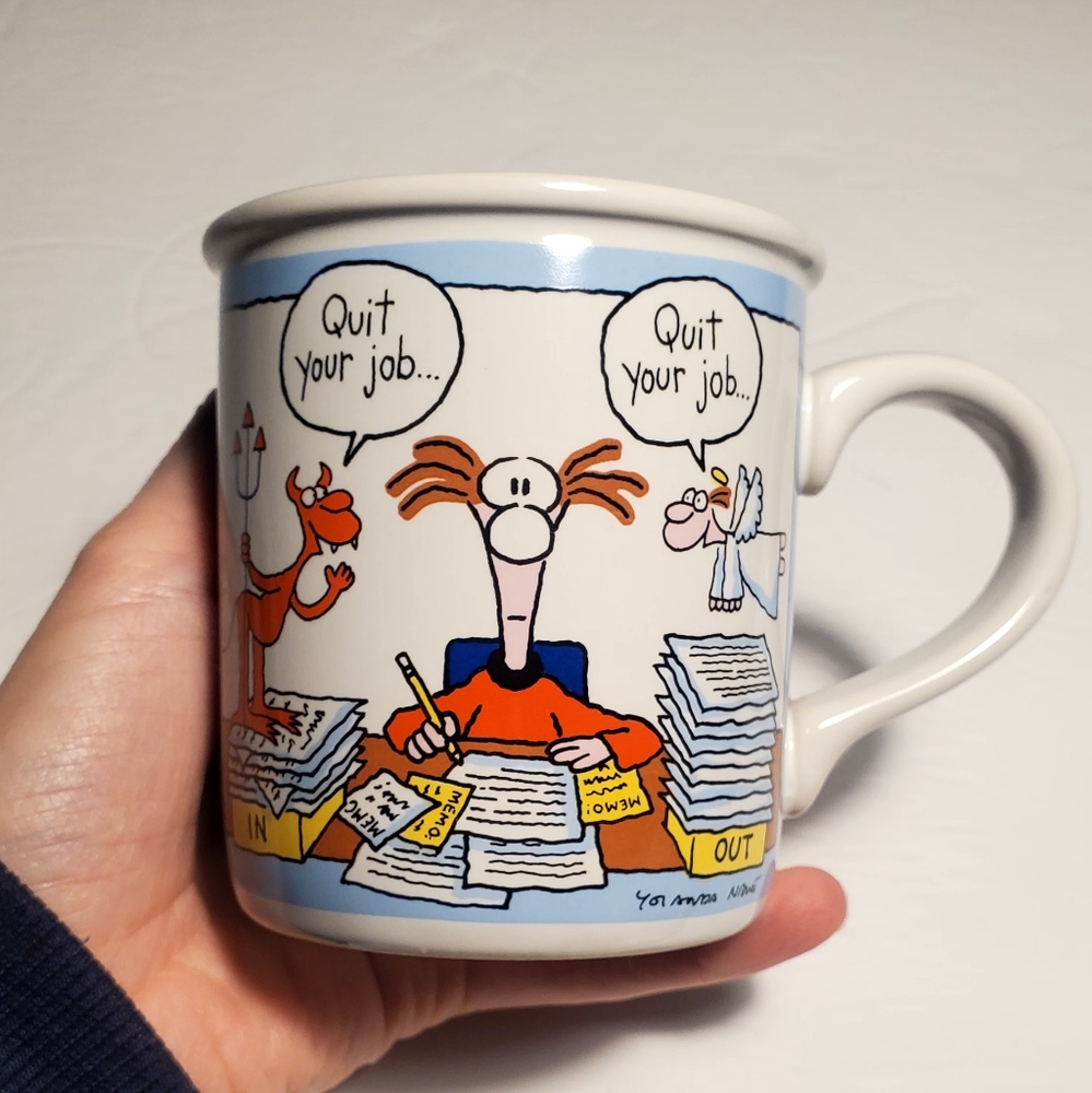 American Greeting Mug Quit Your Job Angel Devil Mug Funny Joke